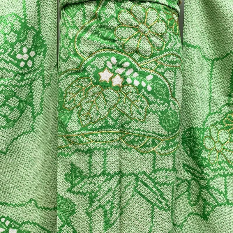 407aj85☆ジュニア振袖＆袋帯 総絞り 金駒刺繍 成人式 十三参り☆状態良好