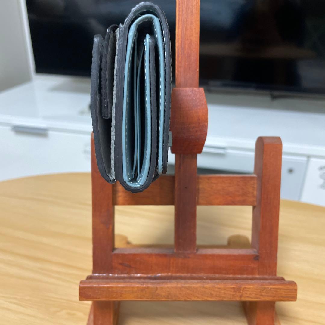 グレー レザー 三つ折り財布
