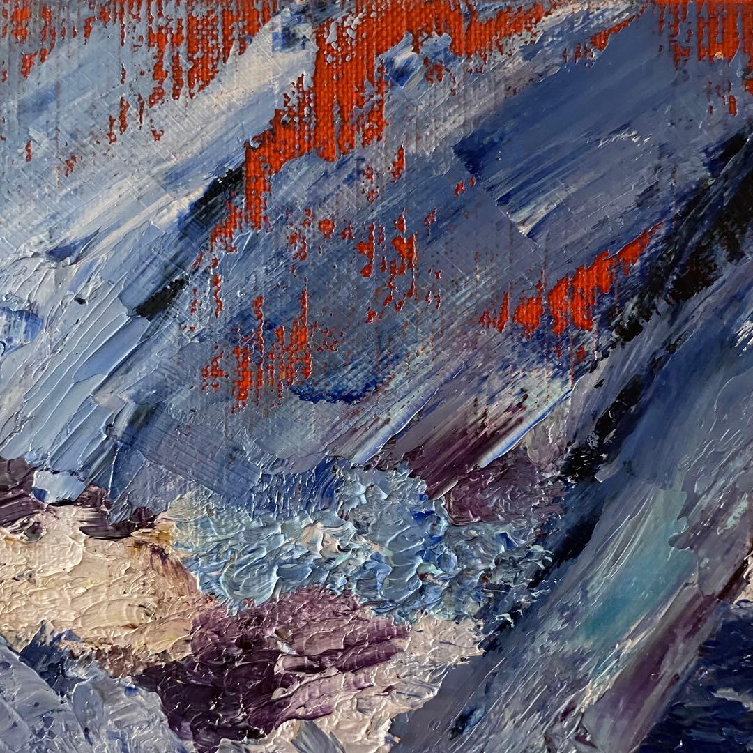 抽象油彩画 青とオレンジ