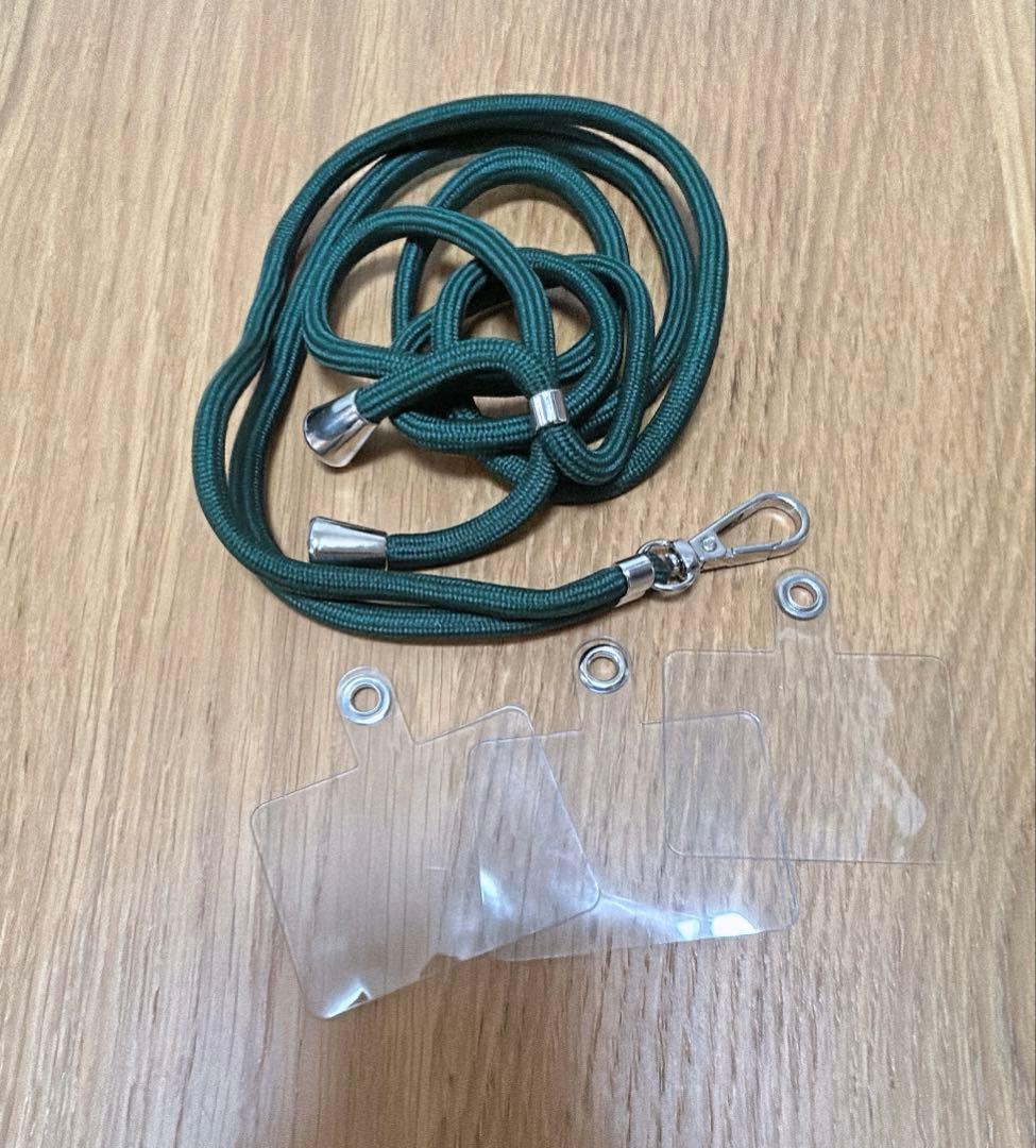 スマホストラップ紛失軽量耐久性ガスケット付き斜めストラップ全機種対応緑