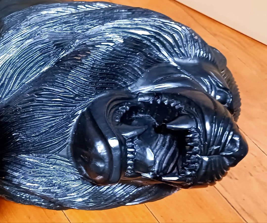 特大置物 木製 ライオンのオブジェ 高さ44cm 長さ63cm 重さ22kg