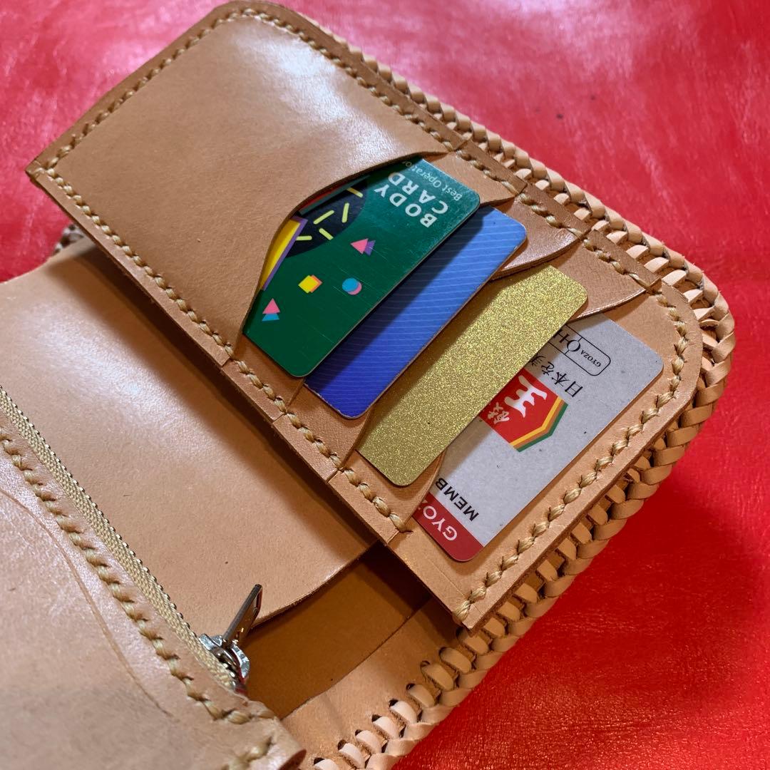 ハンドメイドレザークラフトダイヤモンドパイソンミドルウォレット財布　カードケース