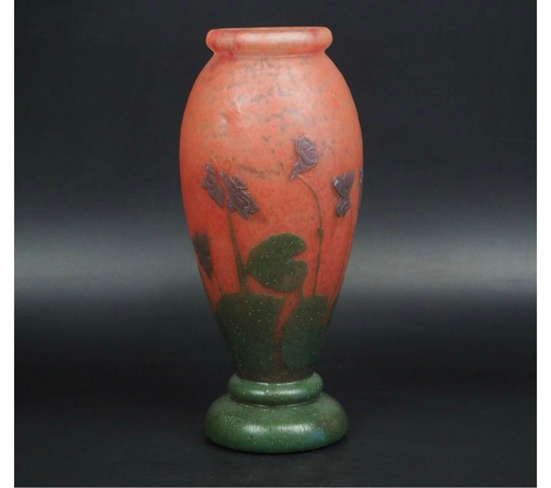 送料無料鑑定シール付ドームナンシー ガラス花瓶DAUMNANCY 美術館級傑作