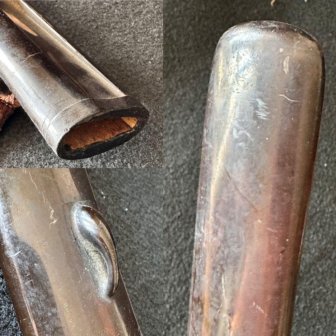 刀装具　 脇差　拵え　鍔【国廣】銘　花文目貫　時代 武具　 骨董　古美術　現状A