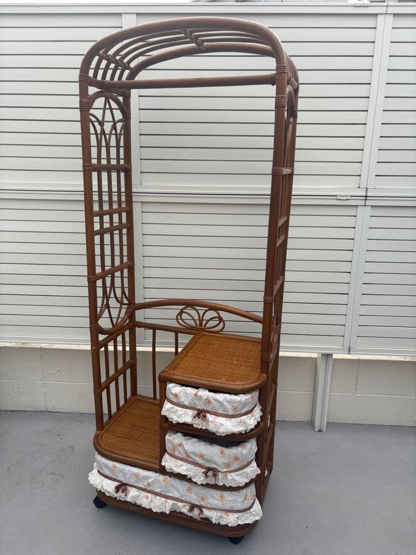 籠製　ラタン　チェスト　ハンガーラック