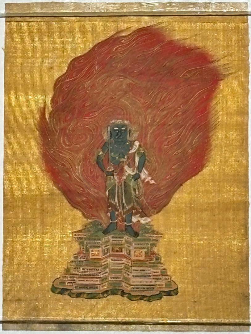 「絹本極彩色 不動明王立像」木版画 江戸時代後期頃筆 1枚|仏画 仏教美術