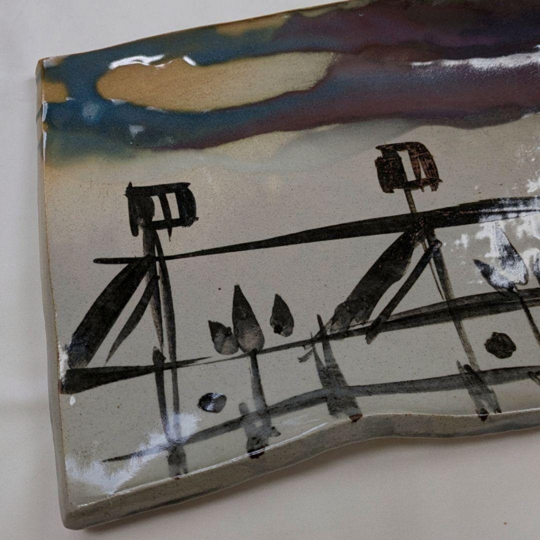 大皿 角皿 靖 工芸品 絵皿 飾り皿 陶磁器