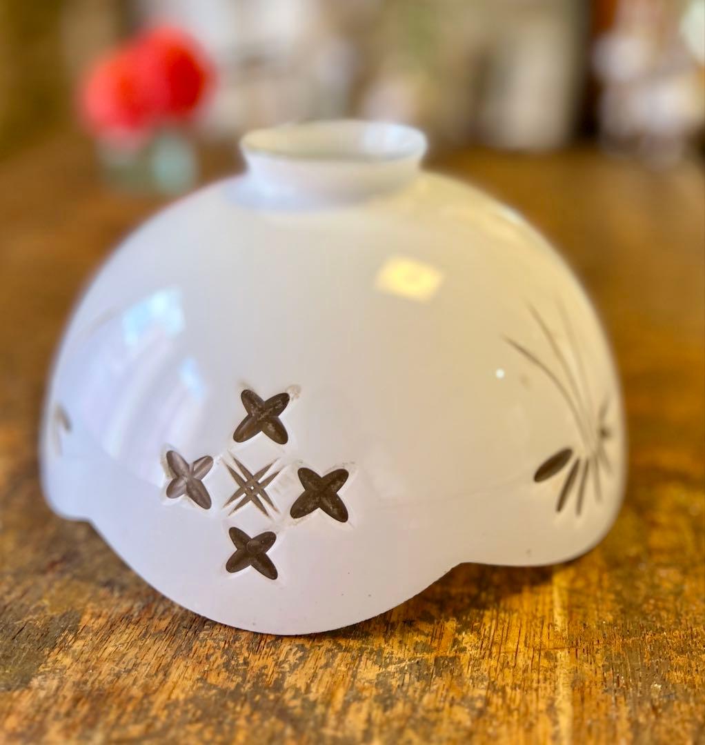 大正ロマン　被せガラス　電笠　切子　カット　アンティーク　照明　灯り　洋館