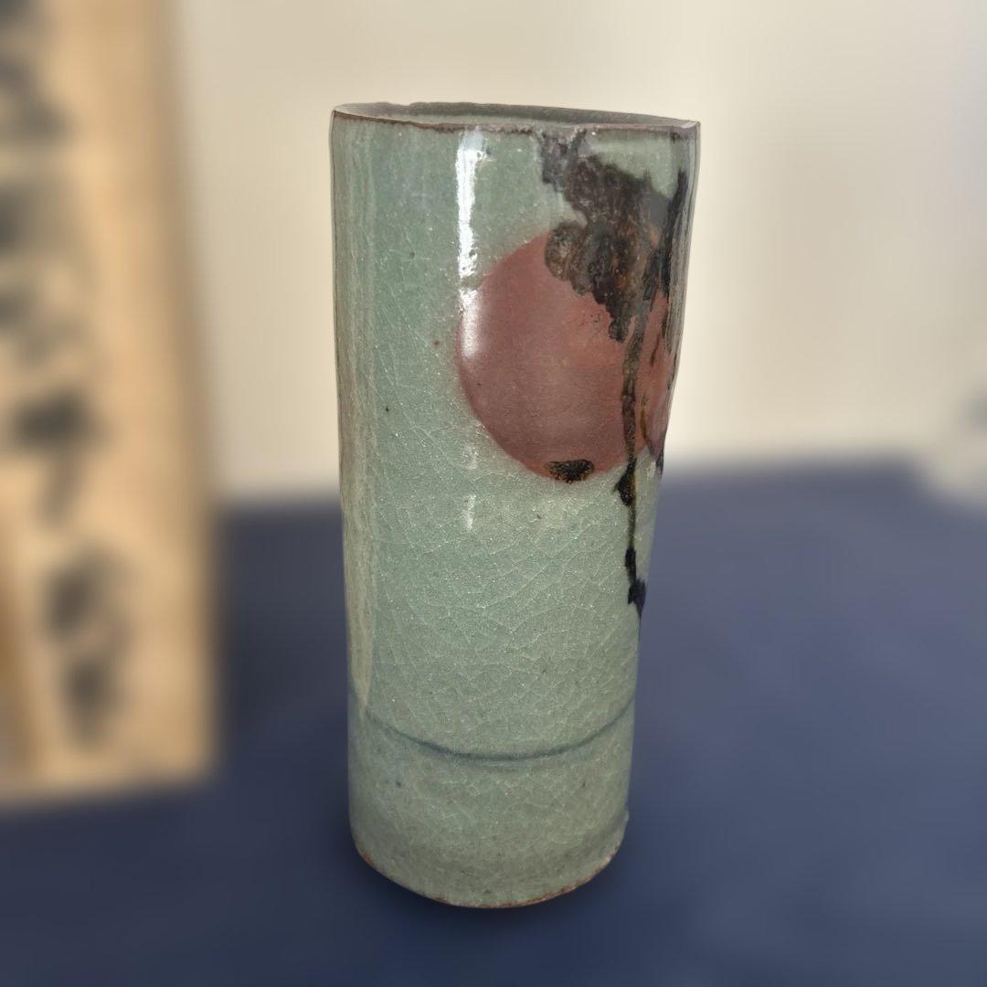 人間国宝　田村耕一　青磁　花入　花瓶