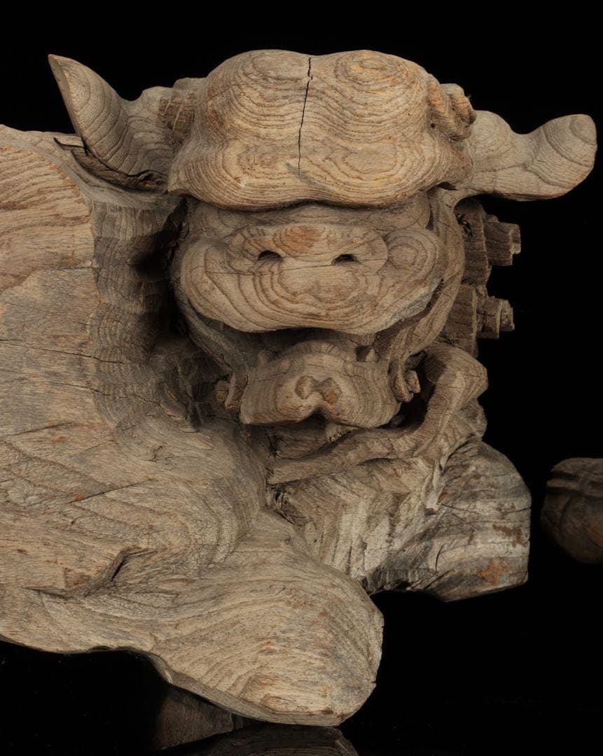 石川雲蝶 木彫 獅子木鼻 阿吽 一対 仏教美術 彫刻 神社仏閣 古美術 骨董品