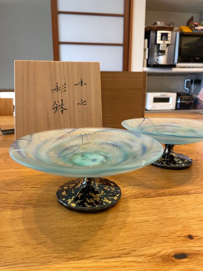 極上品　藤田喬平　手吹ガラス　金箔　彩鉢　一対