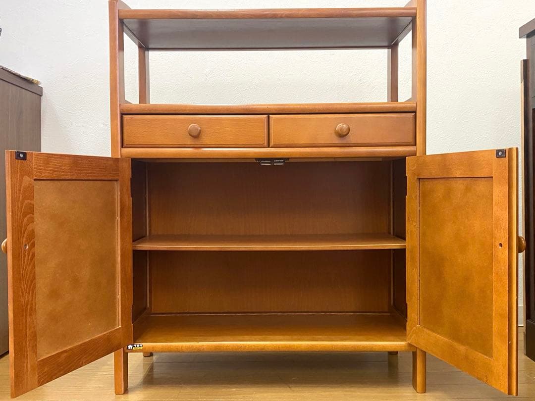 カリモク ラタン 藤 収納 整理 棚 コンソール 電話台 飾り棚