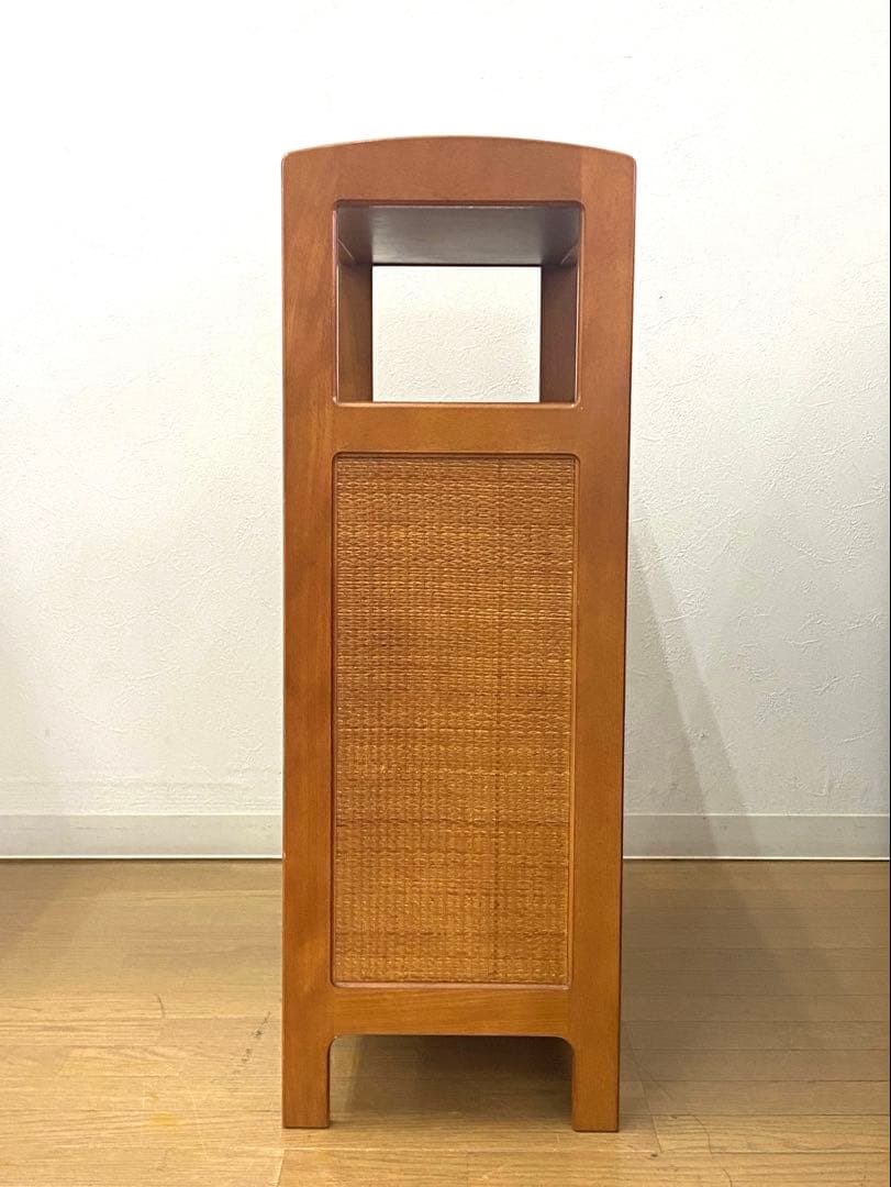 カリモク ラタン 藤 収納 整理 棚 コンソール 電話台 飾り棚