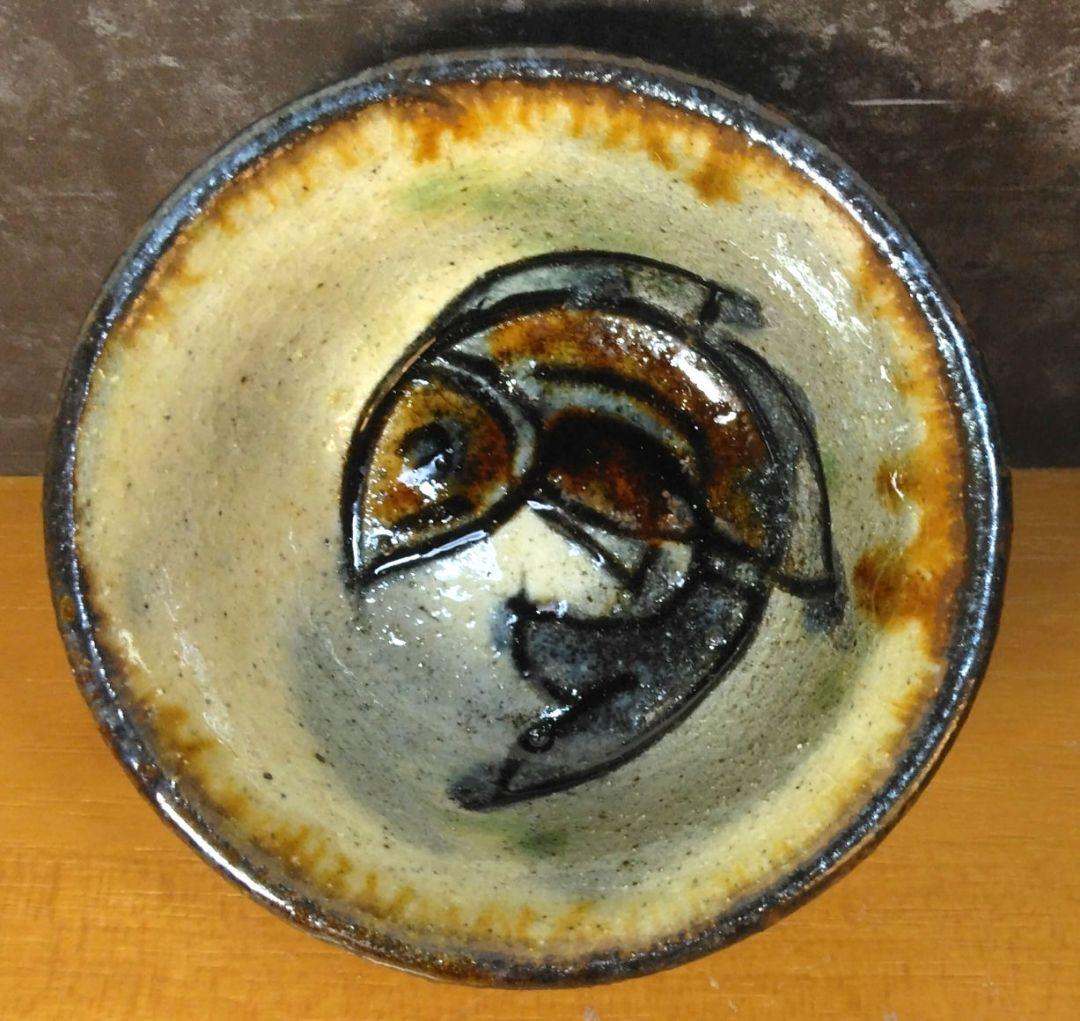 人間国宝 金城次郎 壷屋ぐい呑 栞 共箱 無傷 壷屋焼 やちむん 紐付箱 壺屋焼