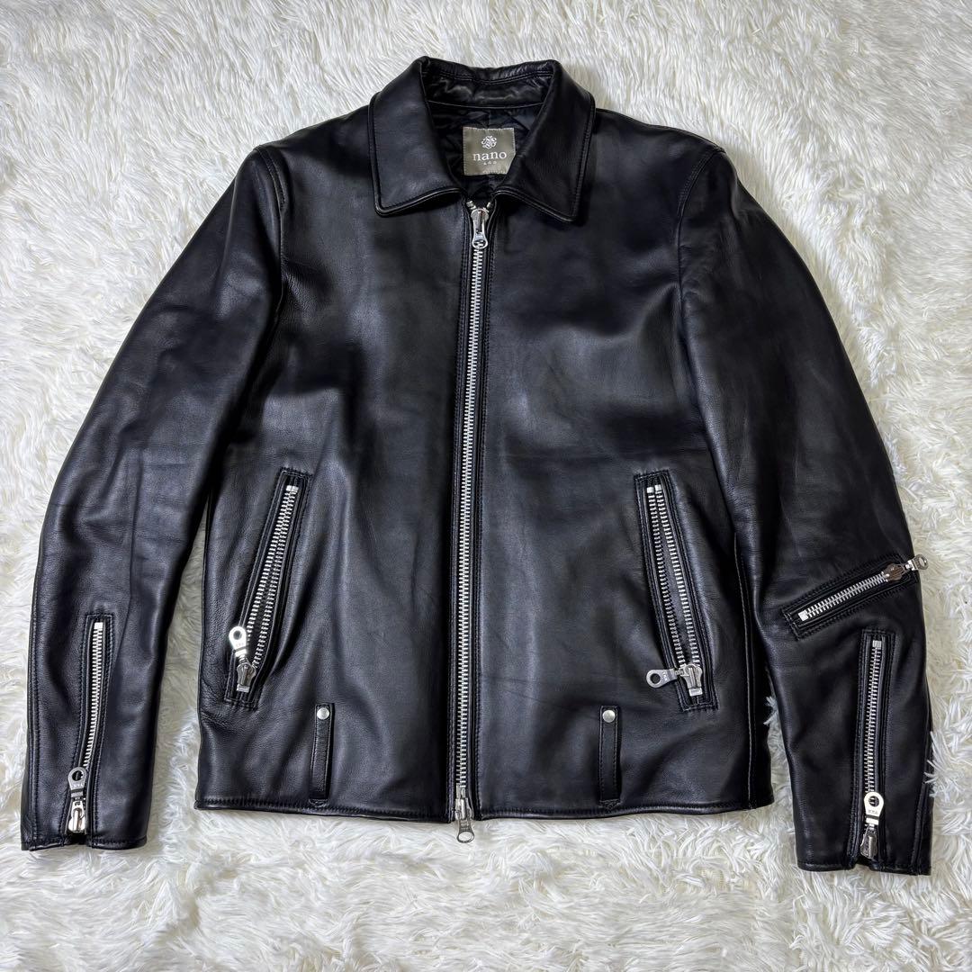 【未使用級】nano universe ナノユニバース　ライダースジャケット　黒