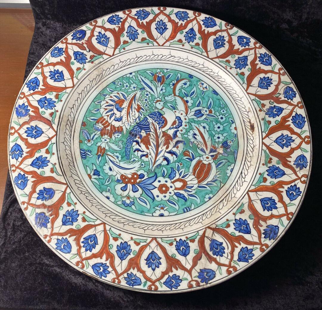 IZNIK陶器 大皿 18世紀 イズニック イズニク オスマントルコ　修復接合品