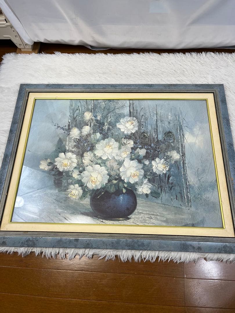 油彩複写画壁掛け 白いバラ 複写版 2021