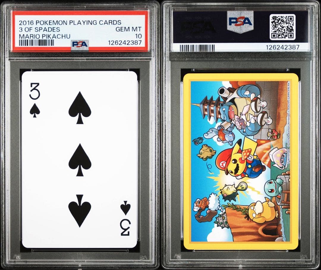 【PSA10】ポケモン×任天堂　2016年マリオピカチュウトランプ　♠️3