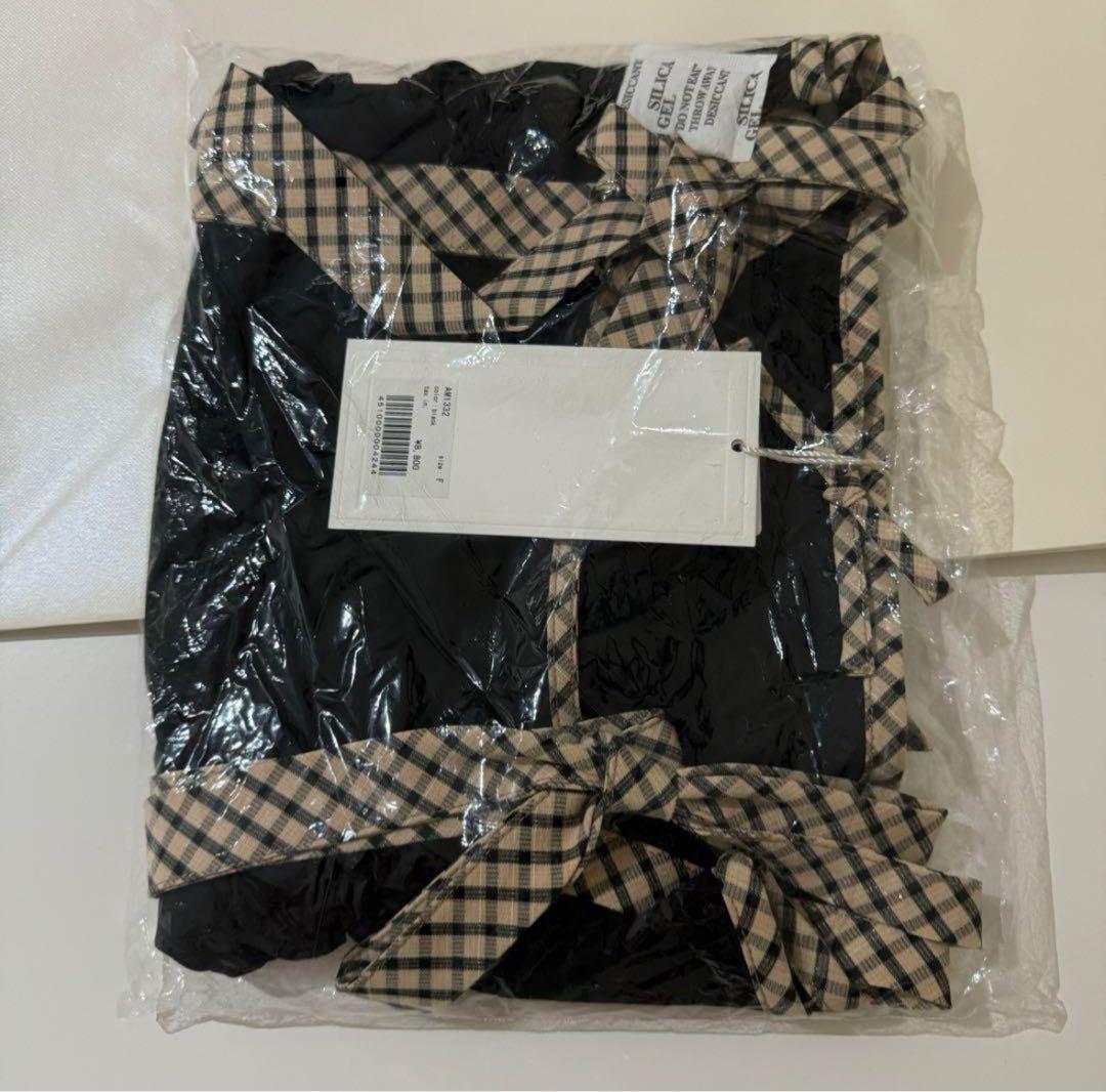 トップス andmary Alice check ribbon tops black