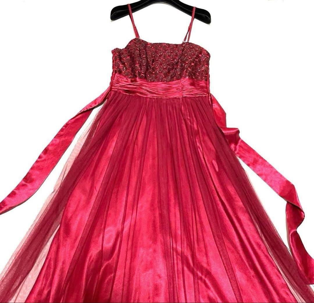 【美品】カラードレス パーティードレス 演奏会 ドレス ロングドレス レッド