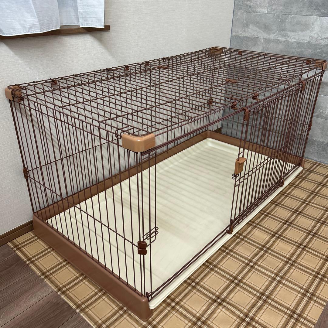 リッチェル ペット用お掃除簡単サークル 150-80 ブラウン　屋根付き