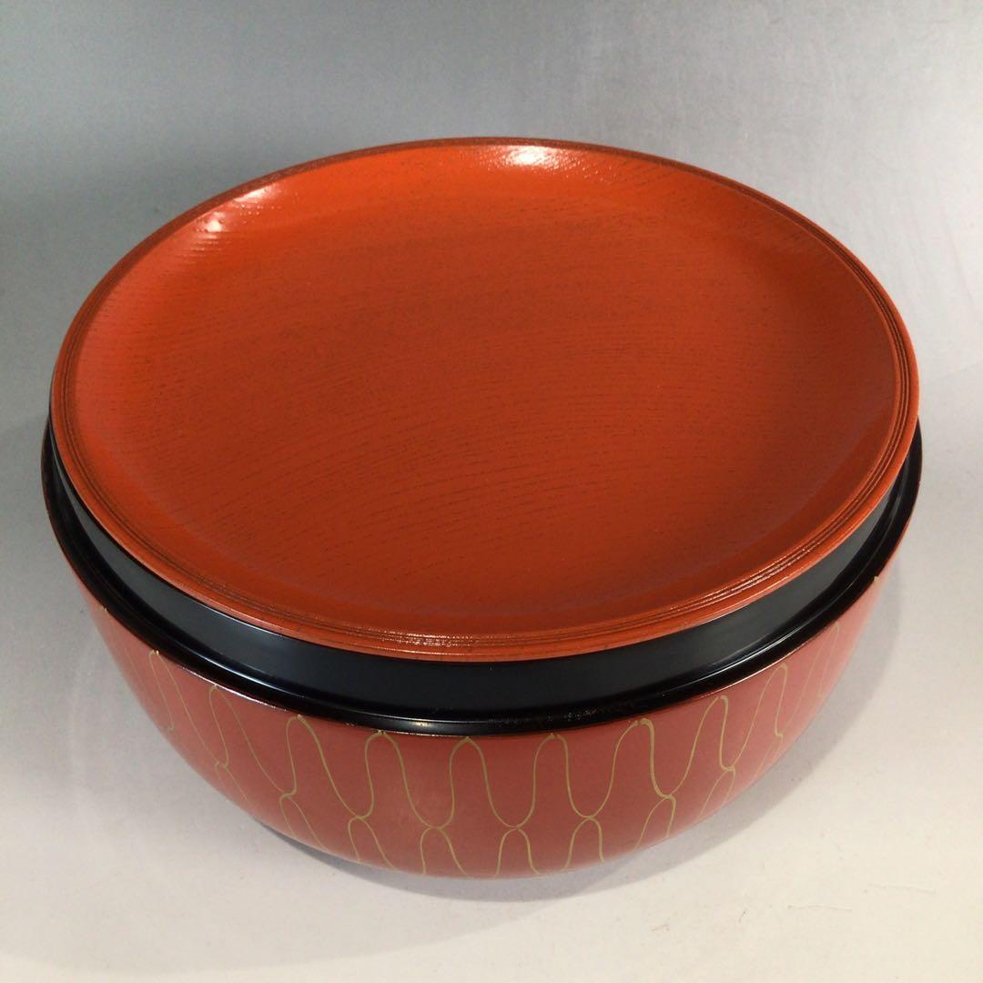 Ｐ３２６　喰籠　『山中塗』『表千家　堀内宗完　書付』『掛子添』『朱網食篭』　共箱