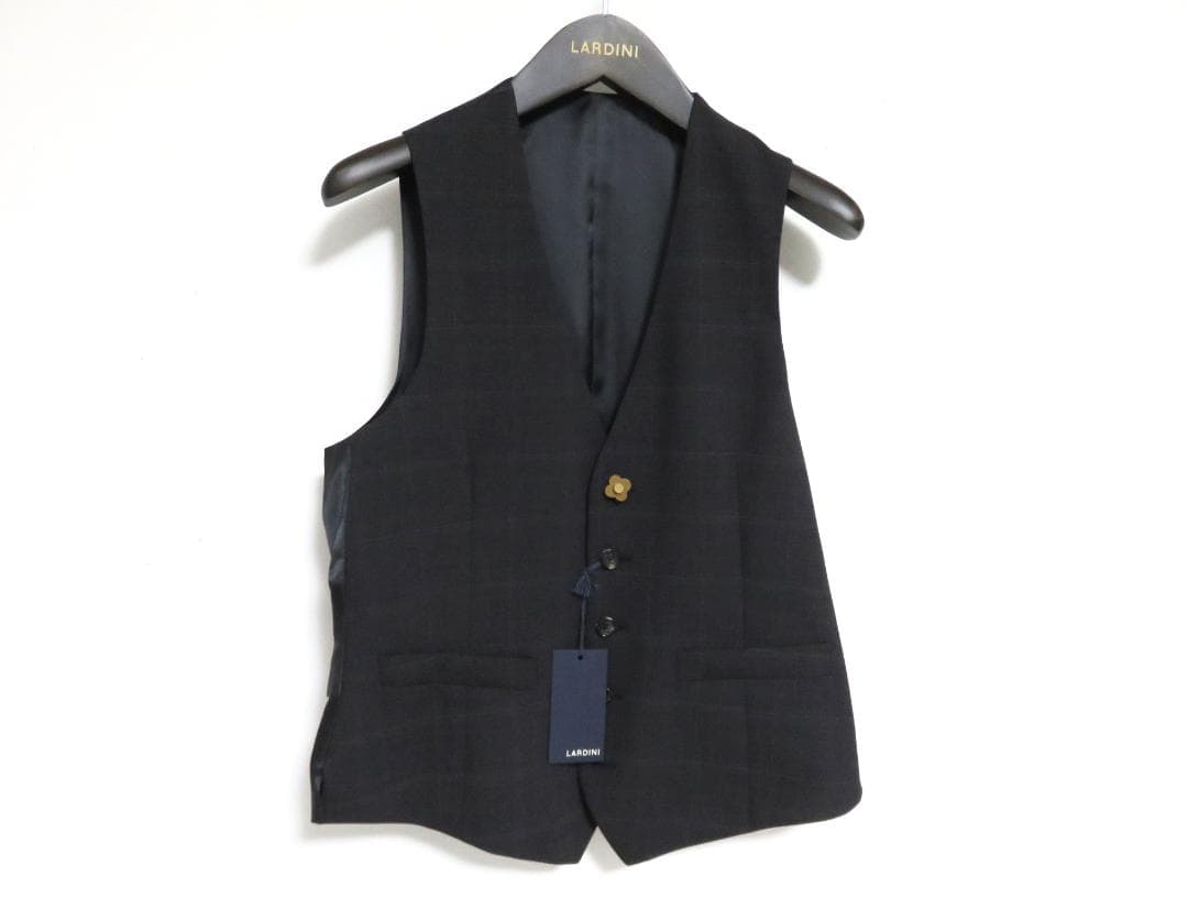 ハンガー付属 新品 LARDINI ウール ジレ 44 チャコールグレー