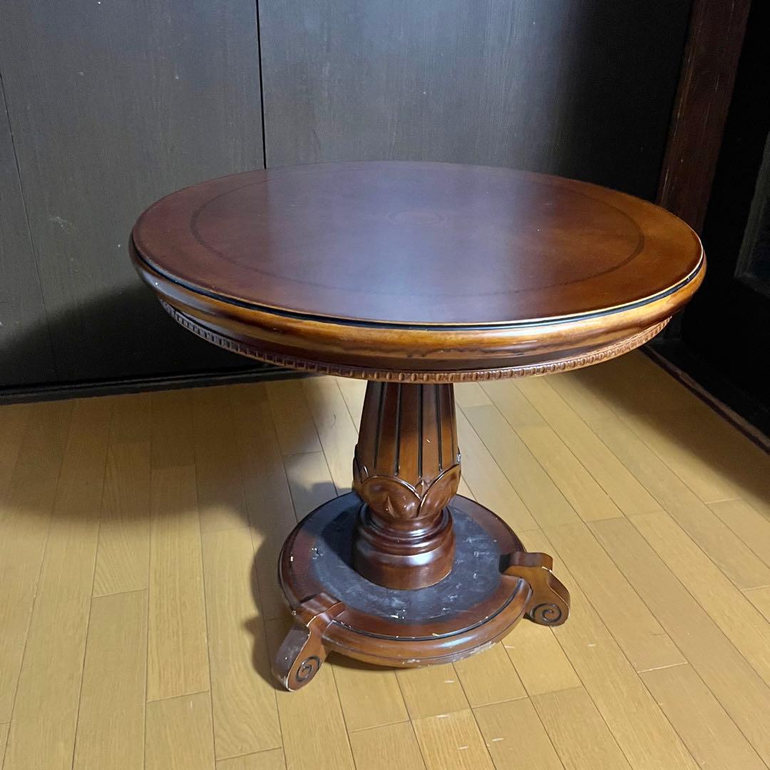 ヨーロピアン アンティーク風 丸テーブル ヴィンテージ 円卓 ラウンドテーブル