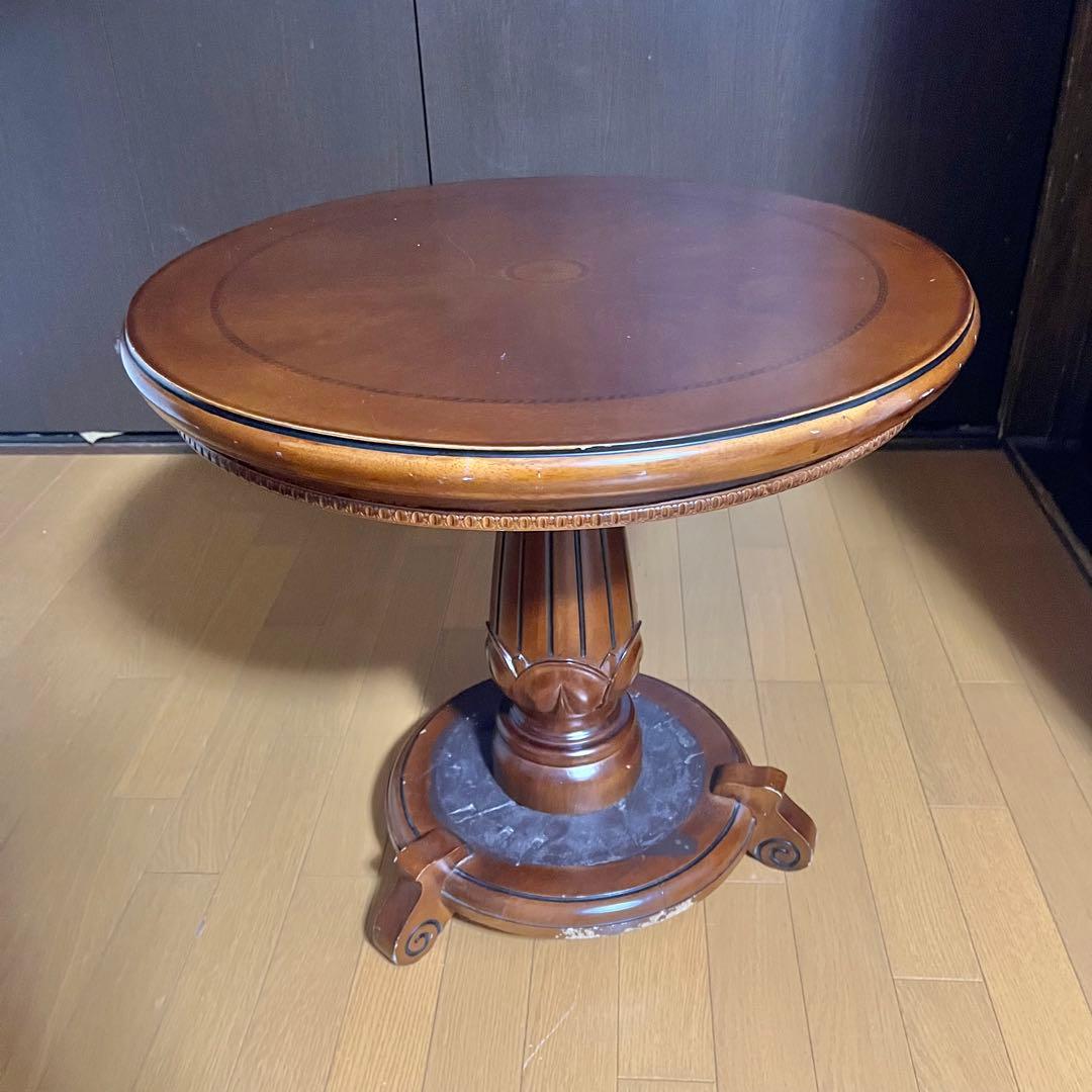 ヨーロピアン アンティーク風 丸テーブル ヴィンテージ 円卓 ラウンドテーブル