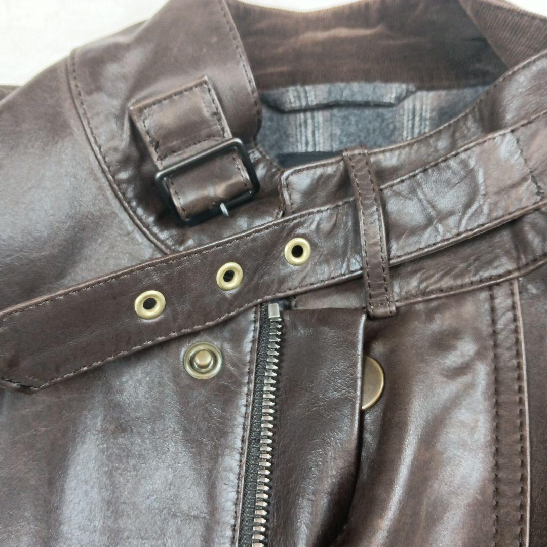 PS ポールスミス カーコート ラムレザー М ブラウン チェック ベルト