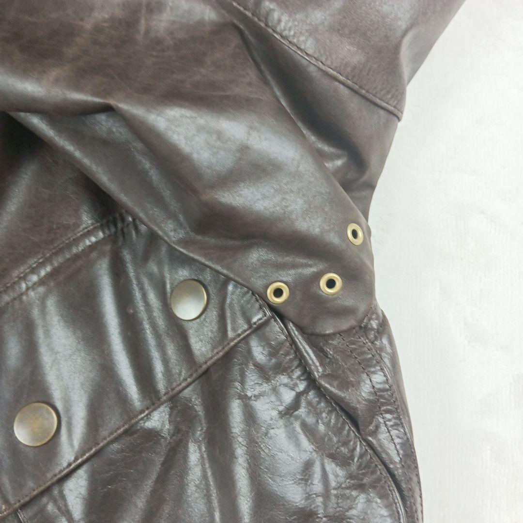 PS ポールスミス カーコート ラムレザー М ブラウン チェック ベルト