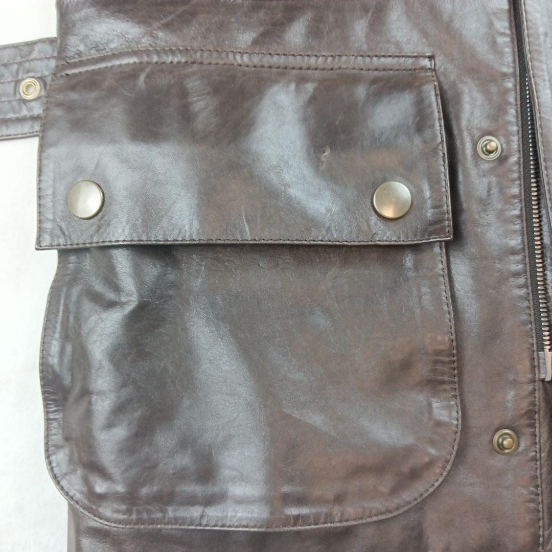 PS ポールスミス カーコート ラムレザー М ブラウン チェック ベルト