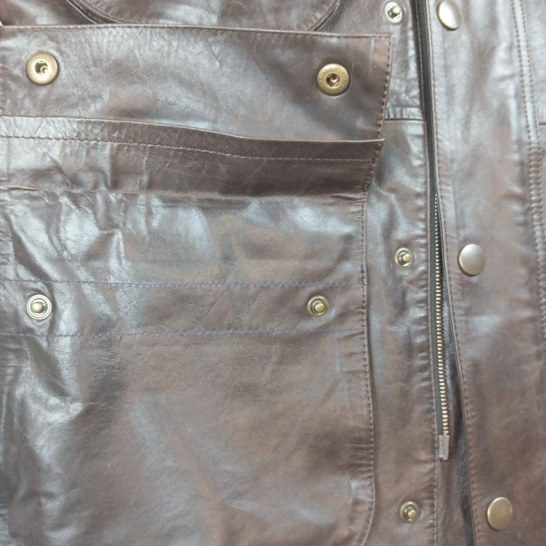 PS ポールスミス カーコート ラムレザー М ブラウン チェック ベルト