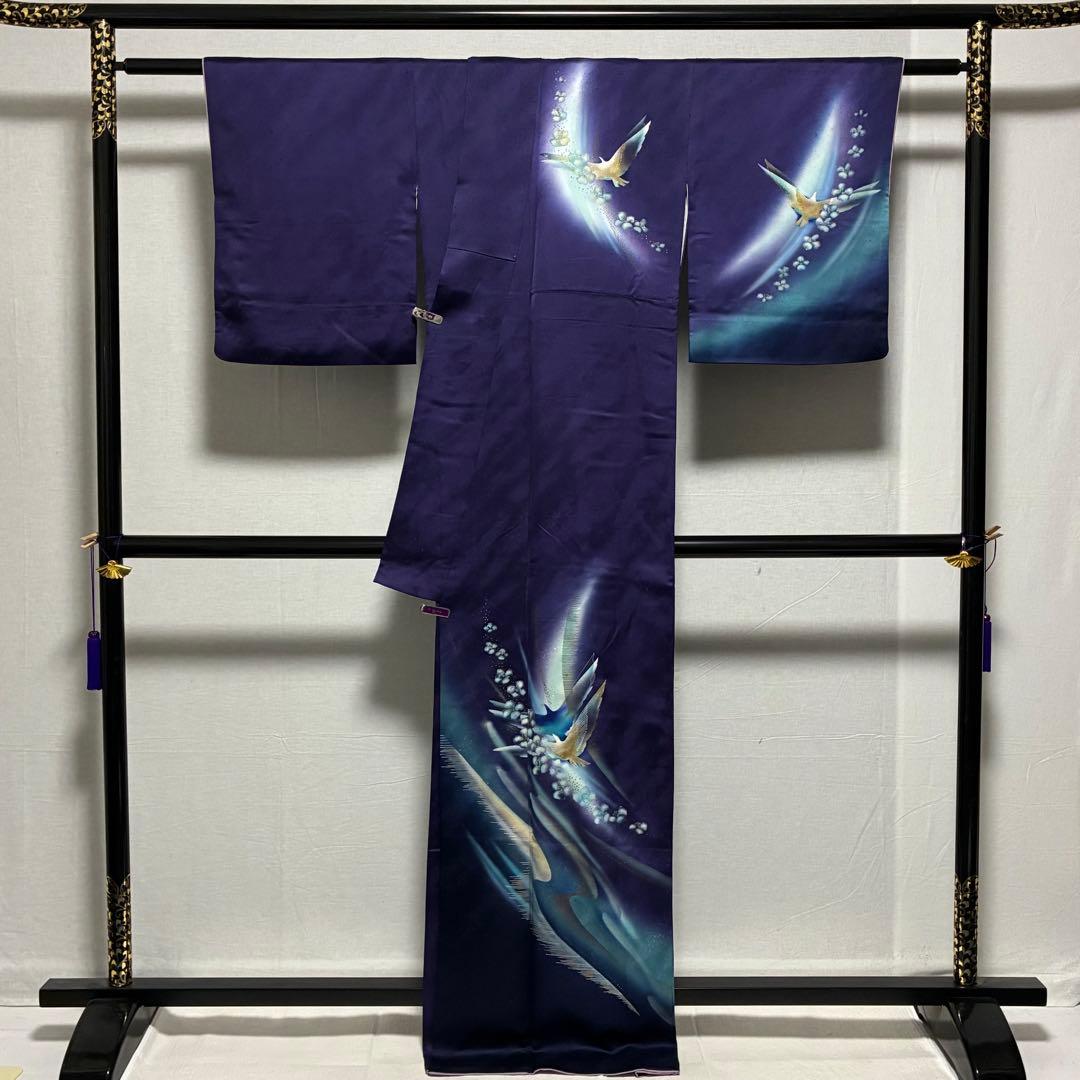 専用 D25 訪問着 秀星 鳥 花模様 正絹 着物 袷 極美品