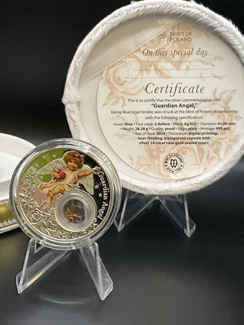2024年ニウエ　守護天使　プルーフ銀貨