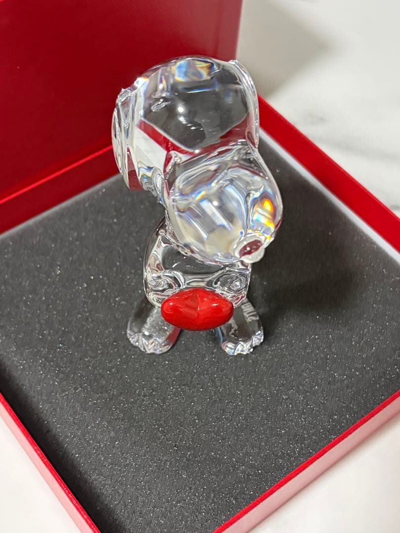 【新品、未使用】バカラ Baccarat ガラス スヌーピー ハート 置物