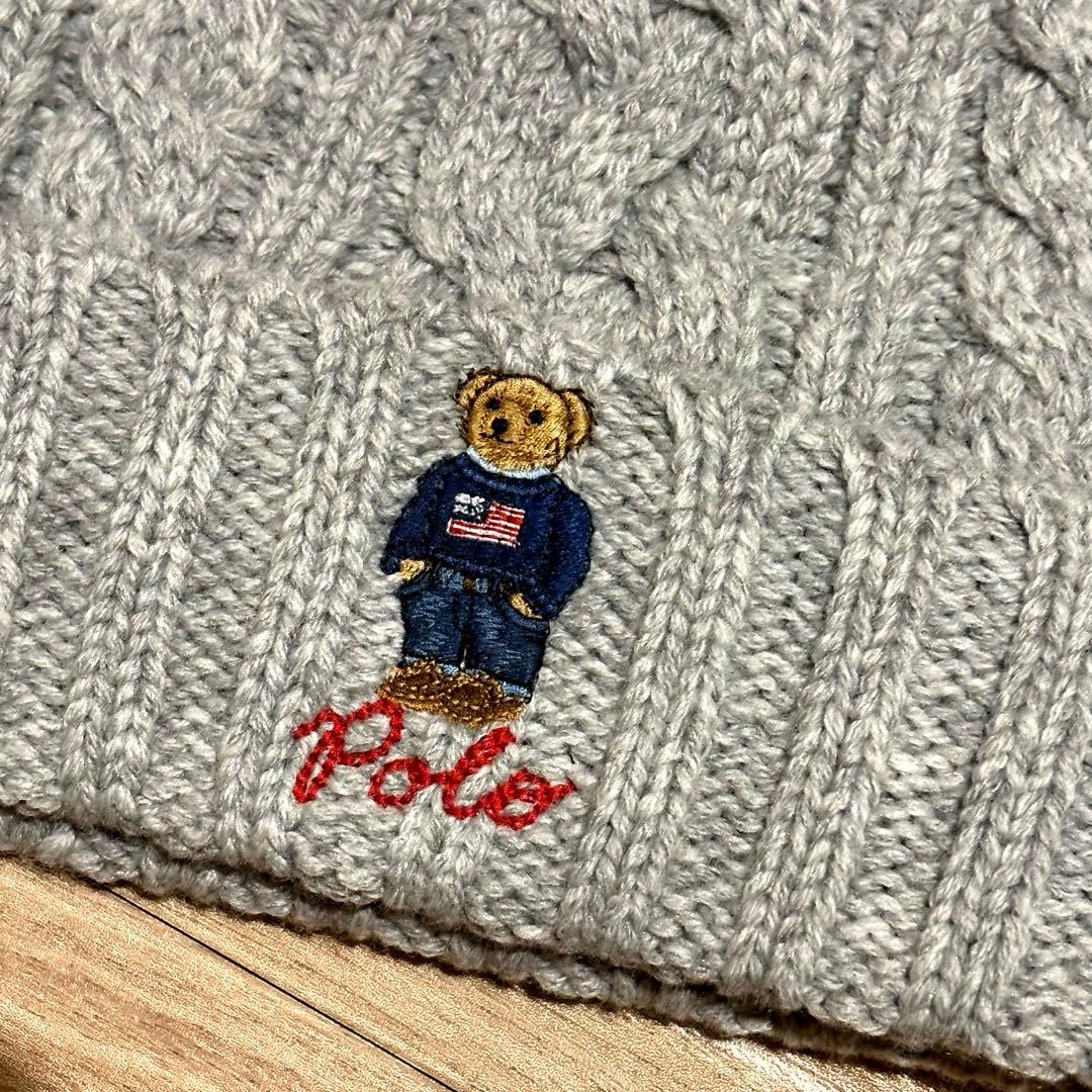 ポロラルフローレン　ポロベア　ケーブル編み　ニット帽