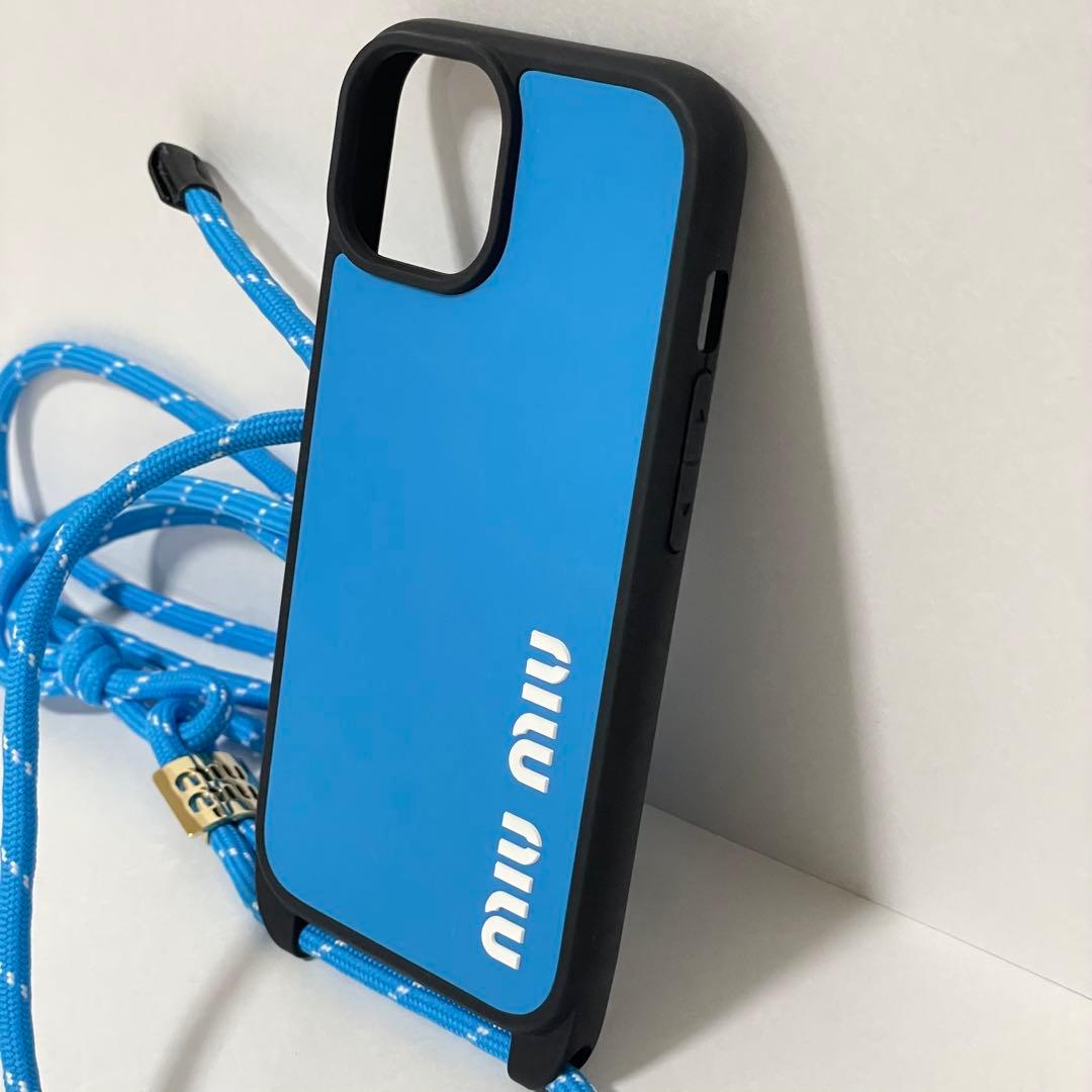 値下げ交渉可⭐️新品 ミュウミュウ iPhone15 スマホケース ストラップ付き