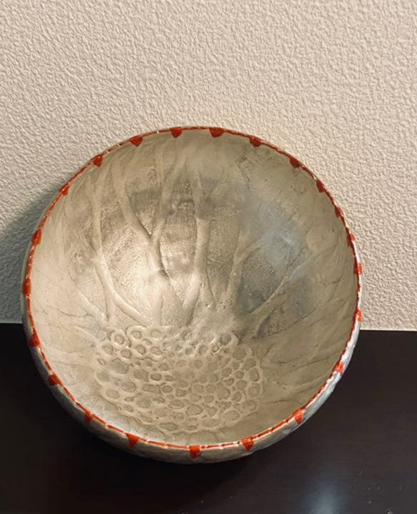 林みちよ　紅縁銀彩花碗　旅茶碗　小服茶碗　ティーカップ　茶道