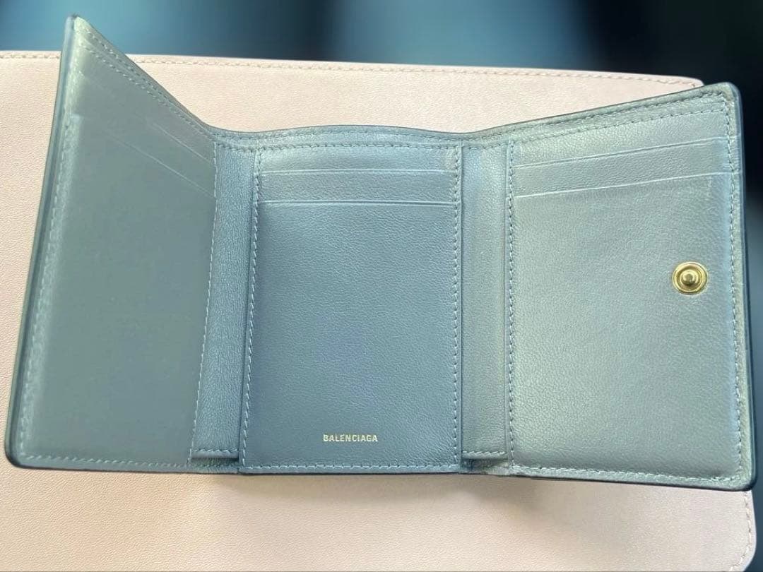 Pyon　美品　BALENCIAGA 三つ折り財布　黒×グレー