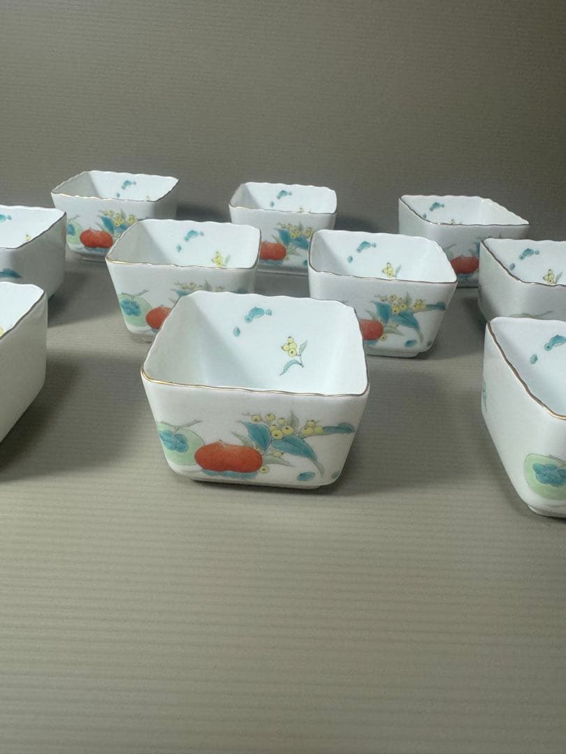 2074 深川製磁　果実模様　湯呑　10客　金彩