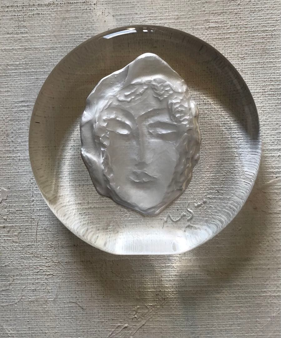 池田満寿夫　ガラス　オブジェ　ペーパーウェイト