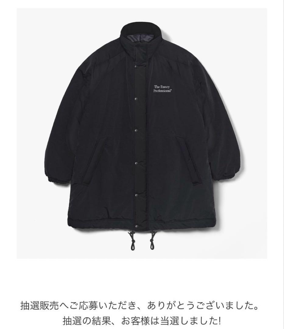 ENNOY PADDED NYLON BENCH COAT ブラック L