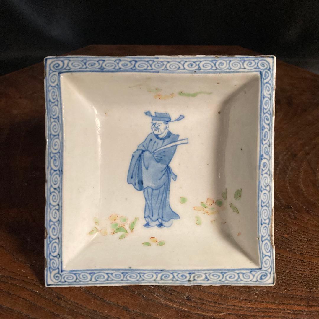 新春赤札セール❗️【ギャラリー三益】古染付　文官紋方角皿