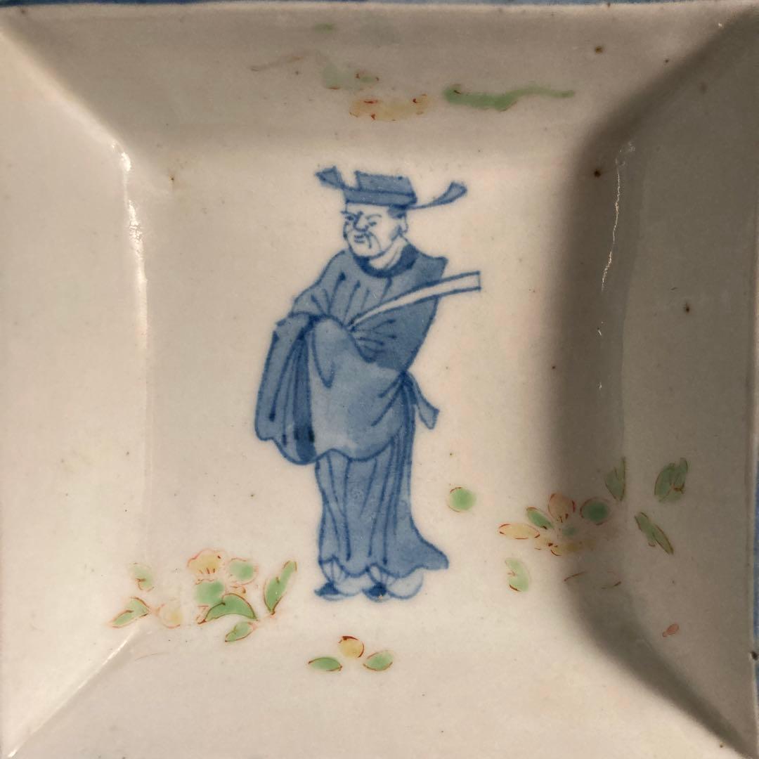 新春赤札セール❗️【ギャラリー三益】古染付　文官紋方角皿