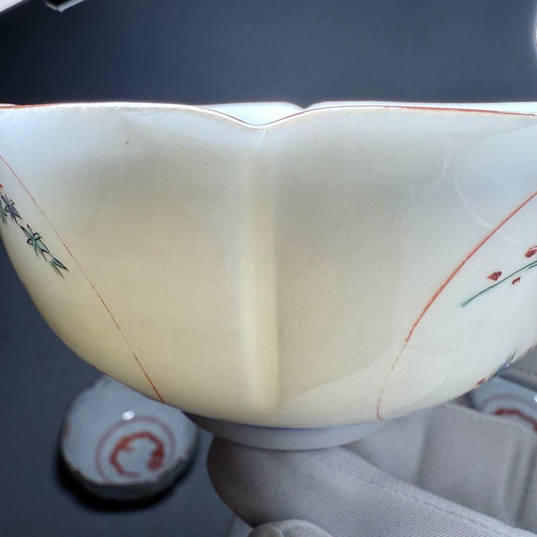 古伊万里　柿右衛門様式　向付　13客　赤絵龍図　竹に紅葉　梅　花蝶図　老松