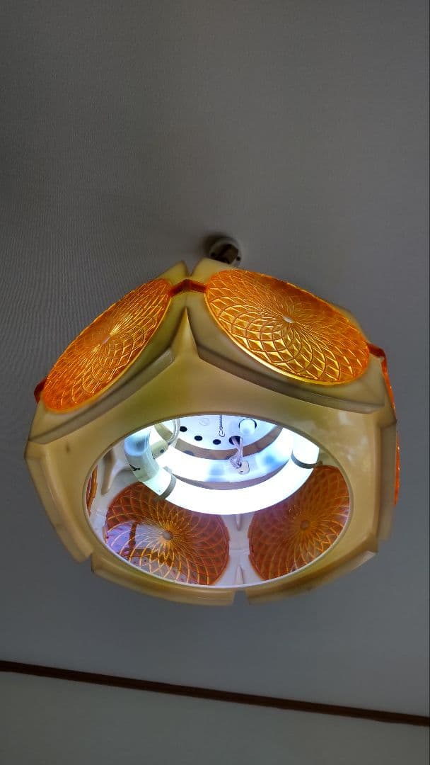 昭和レトロ照明　オレンジ系　蛍光灯合計5本付きナショナル