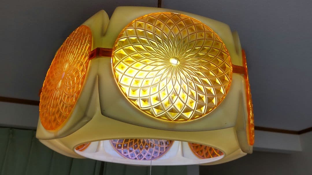 昭和レトロ照明　オレンジ系　蛍光灯合計5本付きナショナル