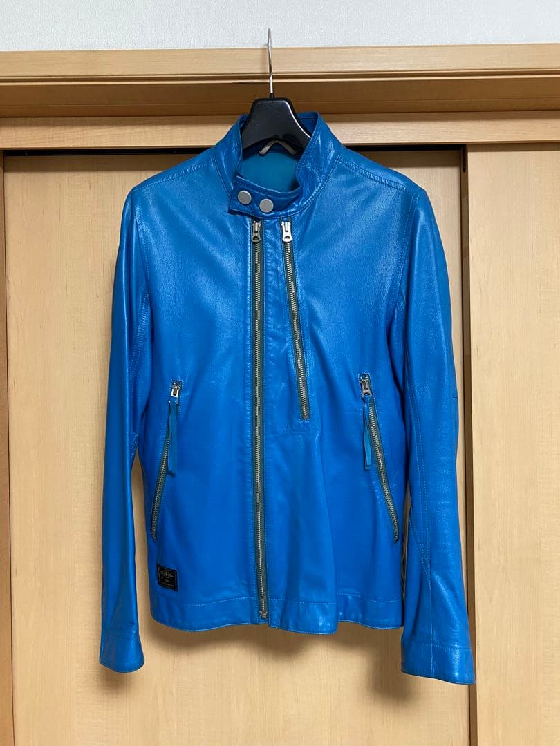マ*ロ様 PAUL SMITH シングルライダースジャケット 青