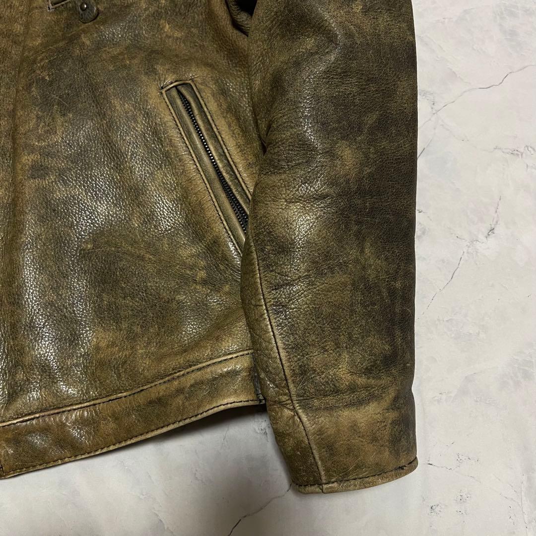 vintage レザー シングルライダース　ジャケット 肉厚 本革 M